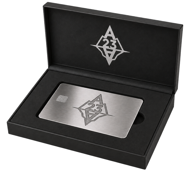 A23a Titanium citizenship card in its black presentation case